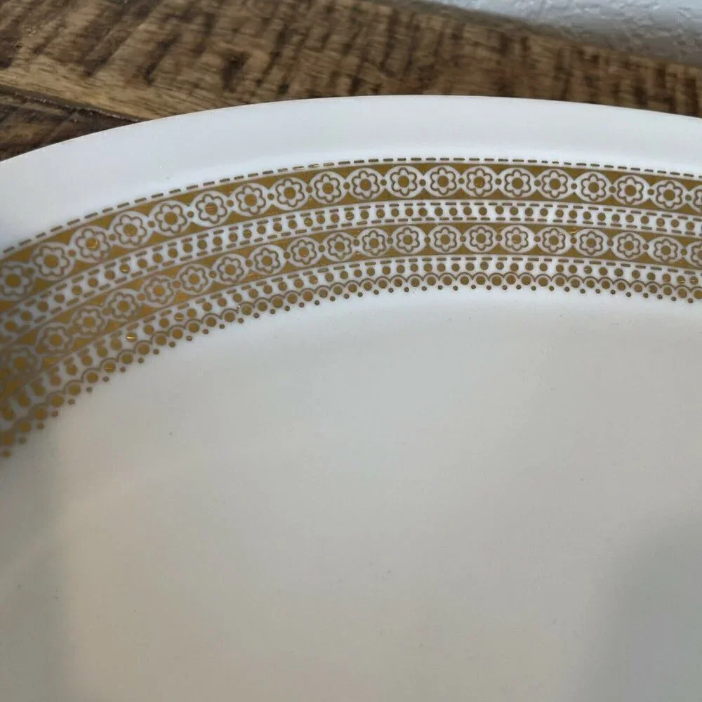 MIKASA Tempo Seventy MIDAS 5894 Oval Platter 11x15” White Gold Trim Plate